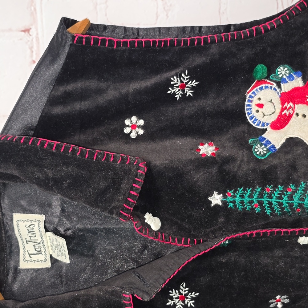 Tantrums Christmas Vest Applique Embroidery Snowman Snowflakes Womens Size XL - Picture 5 of 16